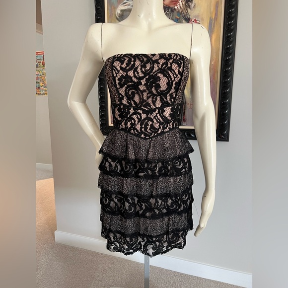 BCBGMAXAZRIA Ellie Mixed Lace Strapless Dress - Cocktail - Dance Party - Wedding - Picture 5 of 16